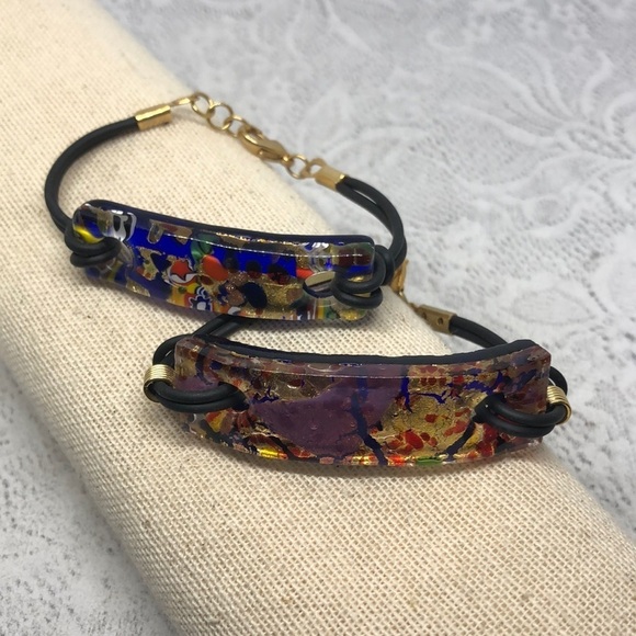 Artisan murano style art glass boho festival bracelets small wrists. - Picture 2 of 4